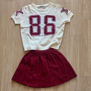 Stoned Immaculate White and Red Number 86 Top with Skirt set - never worn/new OS